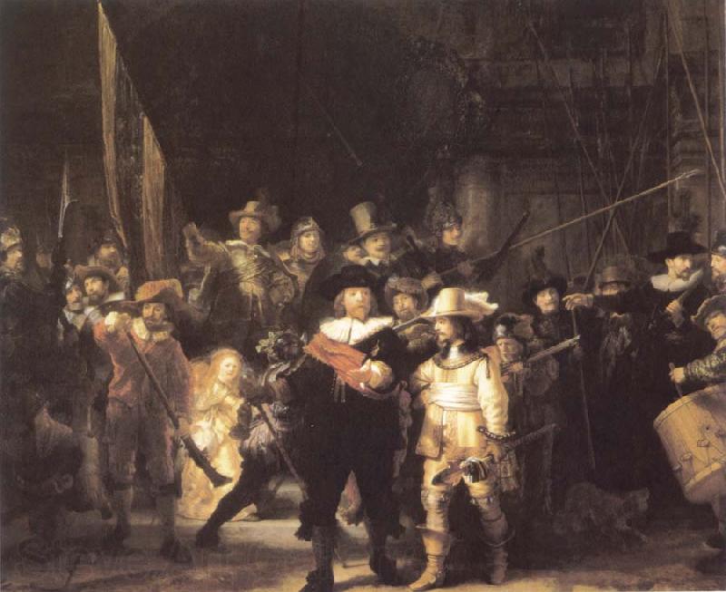 REMBRANDT Harmenszoon van Rijn The Company of Frans Banning Cocq and Willem van Ruytenburch also Known as the Night Watch Norge oil painting art